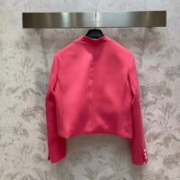 Dior Women CD Cropped Jacket Passion Pink Wool Silk Long Sleeves (9)