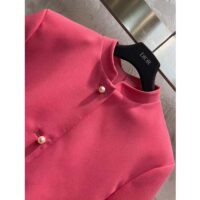 Dior Women CD Cropped Jacket Passion Pink Wool Silk Long Sleeves (9)