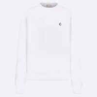 Dior Women CD Diamond Oversized Sweatshirt White Organic Cotton Fleece (7)