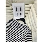 Dior Women CD Dior Marinière Sweater Navy Blue White Linen Cashmere Silk Knit Green Dragon Motif - Image 6