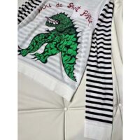 Dior Women CD Dior Marinière Sweater Navy Blue White Linen Cashmere Silk Knit Green Dragon Motif (5)