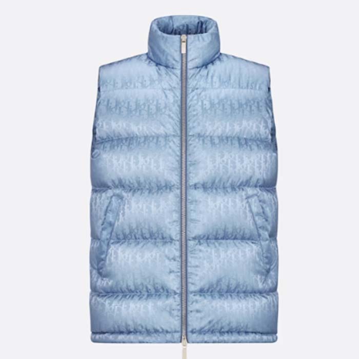 Dior Women CD Dior Oblique Down Vest Blue Technical Jacquard