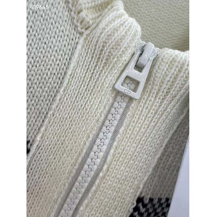 Dior Women CD Dioralps Vest White Wool Cashmere Knit Three-Tone Butterfly Motif Reference 414G19AM124_X0878 (2)