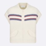 Dior Women CD Dioralps Vest White Wool Cashmere Knit Three-Tone Butterfly Motif Reference 414G19AM124_X0878