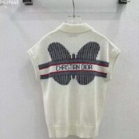 Dior Women CD Dioralps Vest White Wool Cashmere Knit Three-Tone Butterfly Motif Reference 414G19AM124_X0878 (4)