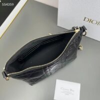 Dior Women CD Diorstar Hobo Bag Chain Black Macrocannage Crinkled Calfskin Reference S3202UNIO_M900 (9)