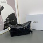 Dior Women CD Diorstar Hobo Bag Chain Black Macrocannage Crinkled Calfskin Reference: S3202UNIO_M900 - Image 5