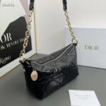 Dior Women CD Diorstar Hobo Bag Chain Black Macrocannage Crinkled Calfskin Reference: S3202UNIO_M900 - Image 3