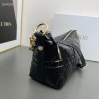 Dior Women CD Diorstar Hobo Bag Chain Black Macrocannage Crinkled Calfskin Reference S3202UNIO_M900 (9)