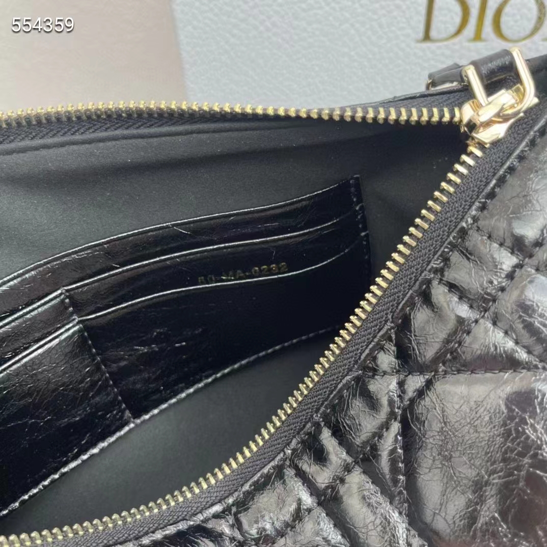 Dior Women CD Diorstar Hobo Bag Chain Black Macrocannage Crinkled Calfskin Reference S3202UNIO_M900 (6)