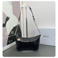 Dior Women CD Diorstar Hobo Bag Chain Black Macrocannage Crinkled Calfskin Reference S3202UNIO_M900 (9)