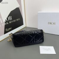 Dior Women CD Diorstar Hobo Bag Chain Black Macrocannage Crinkled Calfskin Reference S3202UNIO_M900 (9)