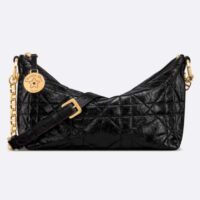 Dior Women CD Diorstar Hobo Bag Chain Black Macrocannage Crinkled Calfskin Reference S3202UNIO_M900 (9)