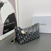 Dior Women CD Diorstar Hobo Bag Chain Blue Dior Oblique Jacquard Reference S3202UTZQ_M928 (2)