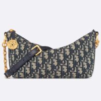 Dior Women CD Diorstar Hobo Bag Chain Blue Dior Oblique Jacquard Reference S3202UTZQ_M928 (2)