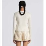 Dior Women CD Embroidered Sweater Gold-Tone White Cashmere Knit Butterfly Around the World Motif - Image 14