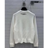 Dior Women CD Embroidered Sweater Gold-Tone White Cashmere Knit Butterfly Around the World Motif (6)