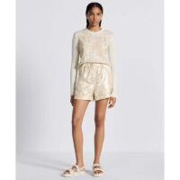 Dior Women CD Embroidered Sweater Gold-Tone White Cashmere Knit Butterfly Around the World Motif (6)