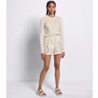 Dior Women CD Embroidered Sweater Gold-Tone White Cashmere Knit Butterfly Around the World Motif (6)