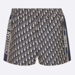 Pantalones cortos Dior Women CD Essentials en tafetán técnico azul jacquard con motivo Dior Oblique