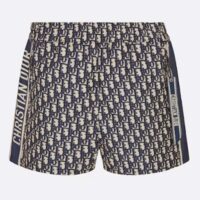 Dior Women CD Essentials Shorts Blue Technical Taffeta Jacquard with Dior Oblique Motif (3)