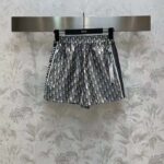 Dior Women CD Essentials Shorts Blue Technical Taffeta Jacquard with Dior Oblique Motif - Imagen 2