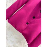 Dior Women CD Fitted Jacket Passion Pink Wool Silk Front Button Closure