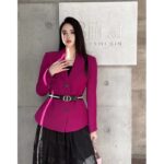 Dior Women CD Fitted Jacket Passion Pink Wool Silk Front Button Closure - immagine 12