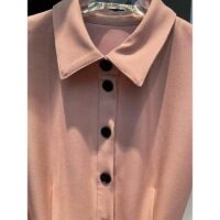 Dior Women CD Flared Belted Dress Melocoton Pink Wool Silk Couture Rounded Sleeves (6)