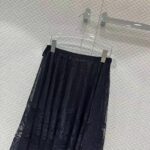 Dior Women CD Flared Mid-Length Skirt Black Technical Cotton Lace D-Lace Butterfly Motif - Bild 5