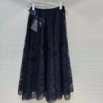 Dior Women CD Flared Mid-Length Skirt Black Technical Cotton Lace D-Lace Butterfly Motif - Bild 3