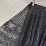 Dior Women CD Flared Mid-Length Skirt Black Technical Cotton Lace D-Lace Butterfly Motif - Bild 7