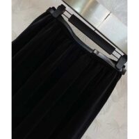 Dior Women CD Flared Mid-Length Skirt Black Velvet Waistband Pleated Style Lining (2)