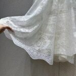 Dior Women CD Flared Mid-Length Skirt Ecru Technical Cotton Lace D-Lace Butterfly Motif - Bild 7