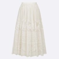 Dior Women CD Flared Mid-Length Skirt Ecru Technical Cotton Lace D-Lace Butterfly Motif (8)