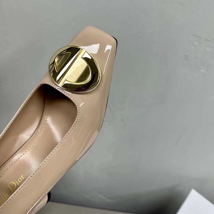 Dior Women CD Forever Dior Pump Nude Patent Calfskin Adjustable Buckled Ankle Strap