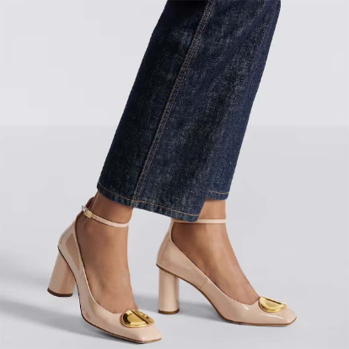 Dior Women CD Forever Dior Pump Nude Patent Calfskin Adjustable Buckled Ankle Strap