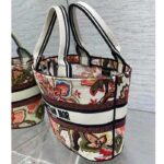 Dior Women CD Hat Basket Bag Natural Multicolor Albero Della Vita Embroidery – Image 6