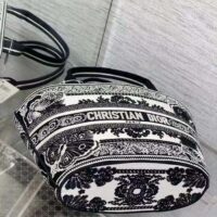 Dior Women CD Hat Basket Bag White Black Butterfly Bandana Embroidery