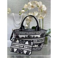 Dior Women CD Hat Basket Bag White Black Butterfly Bandana Embroidery