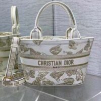 Dior Women CD Hat Basket Bag White Gold-One Gradient Butterflies Embroidery (9)