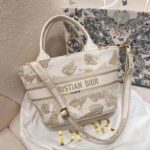 Dior Women CD Hat Basket Bag White Gold-One Gradient Butterflies Embroidery - Image 3