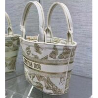 Dior Women CD Hat Basket Bag White Gold-One Gradient Butterflies Embroidery (9)