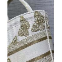 Dior Women CD Hat Basket Bag White Gold-One Gradient Butterflies Embroidery (9)