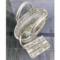 Dior Women CD Hat Basket Bag White Gold-One Gradient Butterflies Embroidery (9)