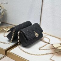 Dior Women CD Lady Dior Phone Pouch Black Cannage Lambskin Removable Chain Strap (10)