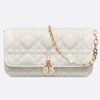 Dior Women CD Lady Dior Phone Pouch Latte Cannage Lambskin Removable Chain Strap (1)