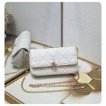 Dior Women CD Lady Dior Phone Pouch Latte Cannage Lambskin Removable Chain Strap - Image 2