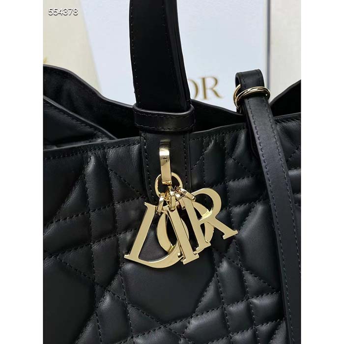 Dior Women CD Large Dior Toujours Bag Black Macrocannage Calfskin Reference M2820OSHJ_M900 (3)