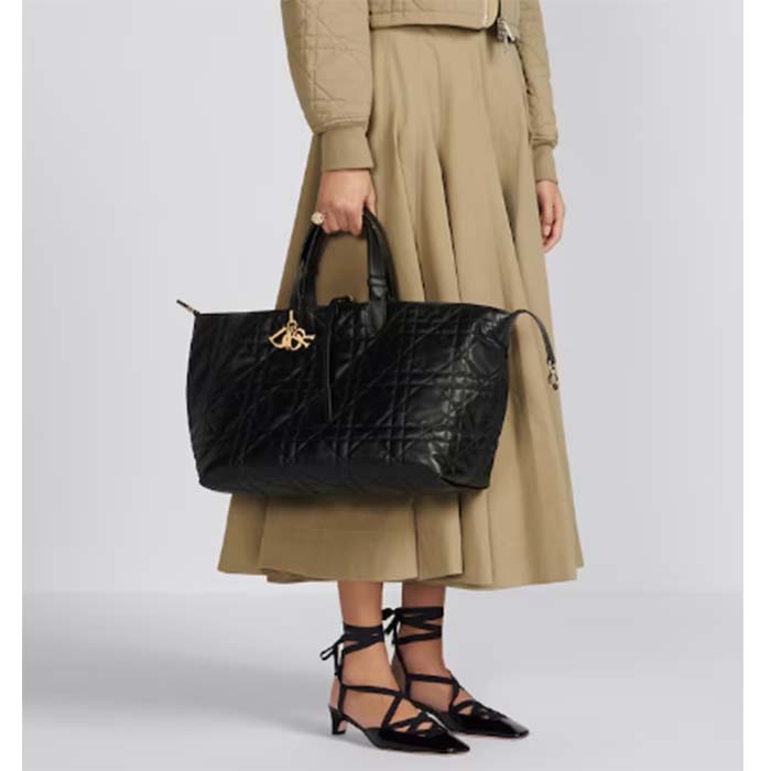 Dior Women CD Large Dior Toujours Bag Black Macrocannage Calfskin Reference M2820OSHJ_M900 (5)